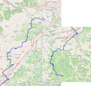 Radtour im Piemont von Asti nach Monforte Karte klein