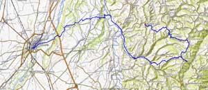 Radtour im Piemont von Monforte nach Fossano Karte klein