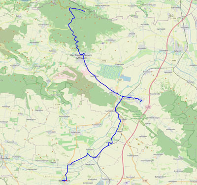 Radtour in Thüringen von Weißensee zum Kyffhäuser Karte klein
